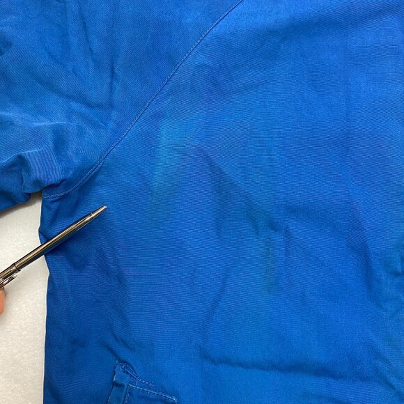 Vintage Izod Lacoste Bomber Jacket Men's L Blue Navy Plaid Lined Full Zip - Picture 11 of 16